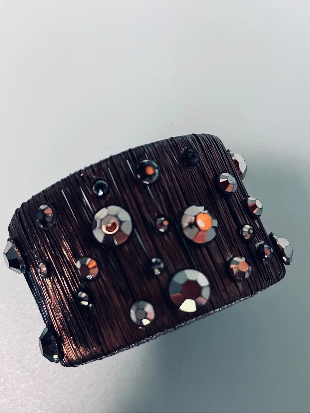 Seaweed Wire Gun Metal w/ Rhinestones Cuff